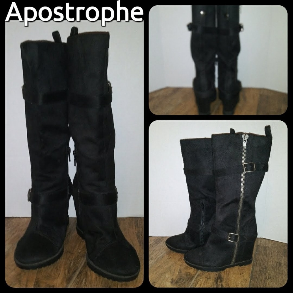Apostrophe Knee High Wedge Boot